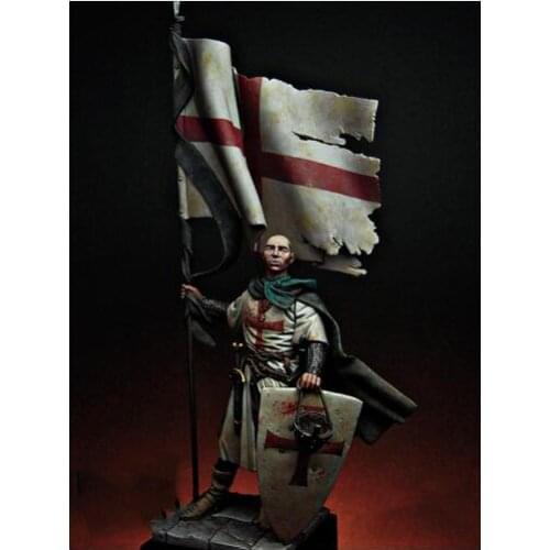 Unassambled 1/24 75MM Templar Standard soldier , 75mm (WITH BASE ) Resin figure miniature model kits Unpainted