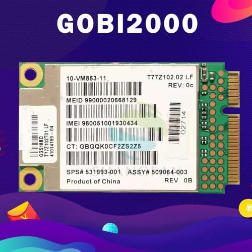 Qualcomm Gobi2000 Mini PCI-express 3G EV-DO HSDPA WCDMA WLAN Card GPS UN2420 GOBI2000 for hp 2540P 8440p