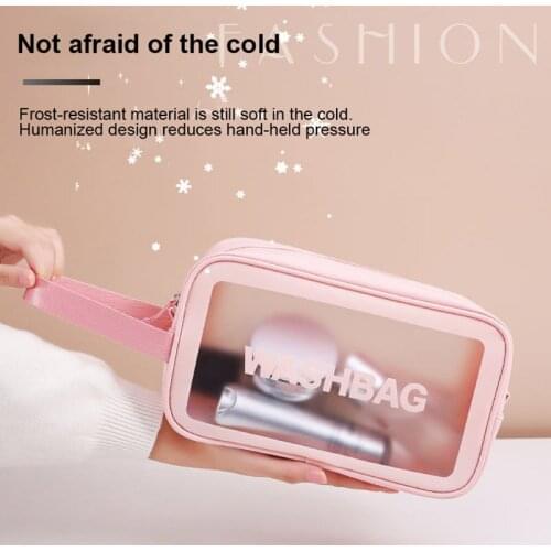 Women Travel Storage Bag Toiletry Organize Waterproof PVC & PU Cosmetic Bag Portable Transparent Makeup Bag Female Wash Bag