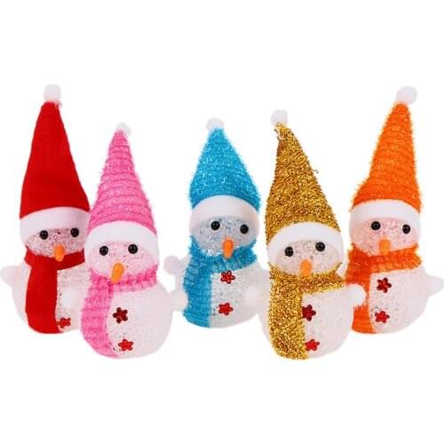 1Pcs Random Led Luminous Snowman Ornaments Christmas Pendant Christmas Crystal Lamp Nightlight Merry Christmas Gift