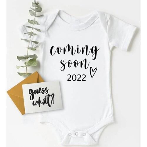 2022 Pregnancy Announcement Boys Girls Bodysuit Baby Coming Soon 2022 Ropa Outfit Summer Short Sleeve Wear Fast Shipping