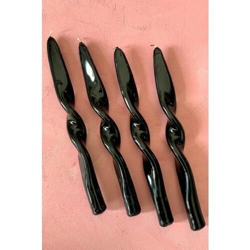Mysterious Home 4 Pcs Set Black Twist Knot Candlestick Candle