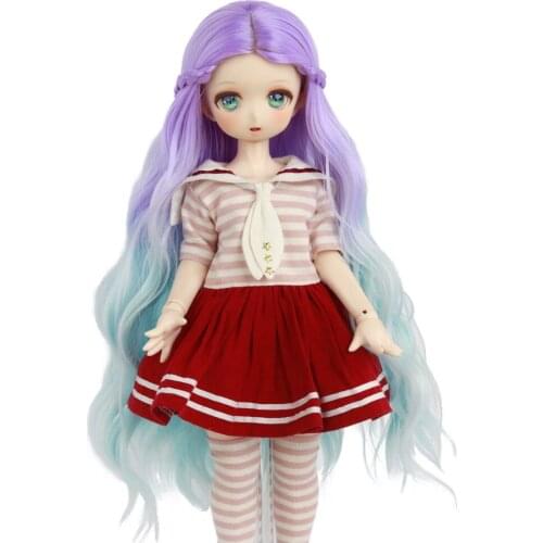 Aidolla BJD Doll Wig Long Curly Doll Hair Gradient Color Wavy Wig High Temperature Wire Doll Accessories For 1/3 BJD Doll DIY