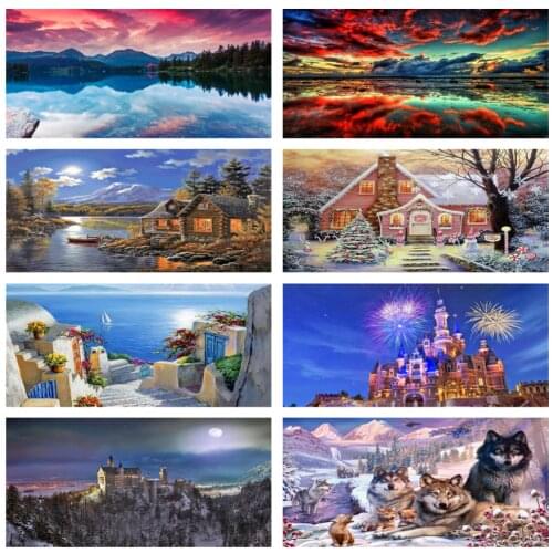 5D Diy Diamond Painting Country House Cross Stitch Kit Full Drill Embroidery Scenery Mosaic Picture Home Wall Decor Landscape