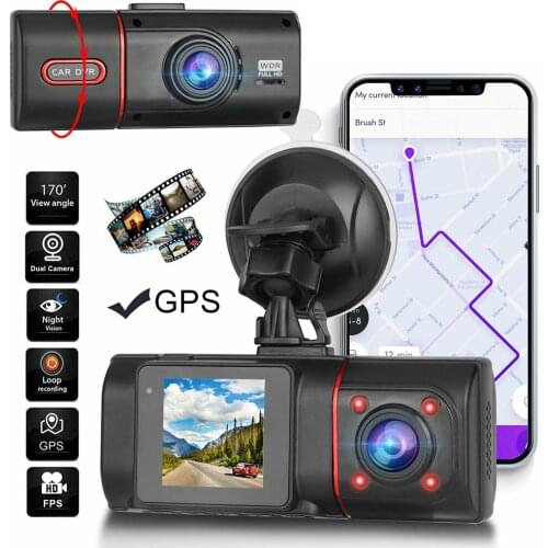 Car DVR Video Recorder Dual Lens Dash Cam HD 1080P GPS Camera 170° IR Car DVRs Recorder Portable Cycle Recording DashCam New