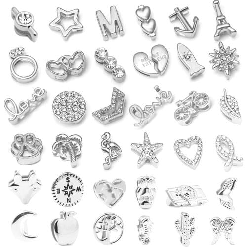 2Pcs/Lot Silver Color Crown LOVE 10mm Slide Keeper Charm Crystal Animal Slide Mesh Bracelets Bangles For Women Jewelry Making