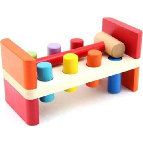 Baby Wooden Knock Ball Piling platform Hand Hammering Ball Box Kids Early Learning Educational Toys Montessori Birthday Gift
