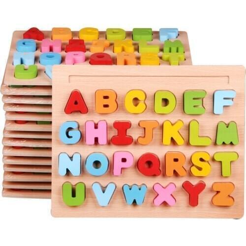 Baby Kids Wooden Learning Numeric alphabet Educational Toys Puzzle Children Early Learning 3D Wood Puzzles Early Educational Toy