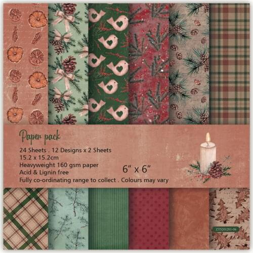 DIY Pinecone Christmas Scrapbooking paper pack of 24sheets handmade craft paper craft Background pad 407
