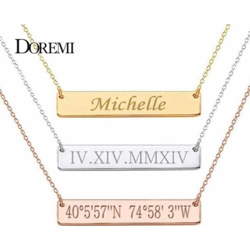 316L Stainless Steel Bar Necklace Engraved in Stainless Steel Personalized Name Necklace Nameplate - Custom Made with Any Name