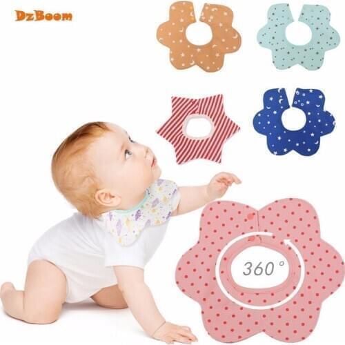 DzBoom Cotton Print Stripe Baby Waterproof Bib 2018 Cute 360 Degree Rotating Newborn Baby Saliva Towel Wholesale Baby Stuff Bibs