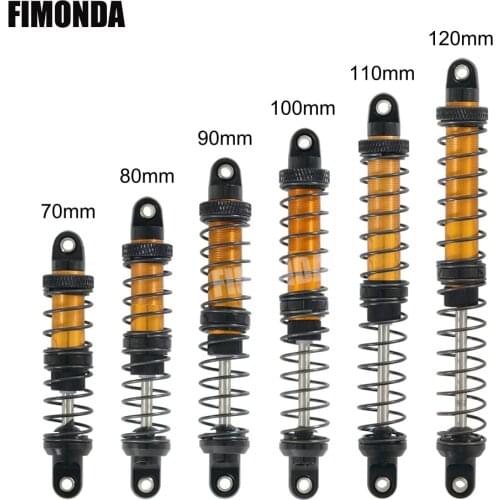 FIMONDA 4PCS Metal Shocks Golden 70mm 80mm 90mm 100mm 110mm 120mm for 1/10 RC Crawler SCX10 Wraith RR10 TRX4 TRX6 ABSiMA Sherpa