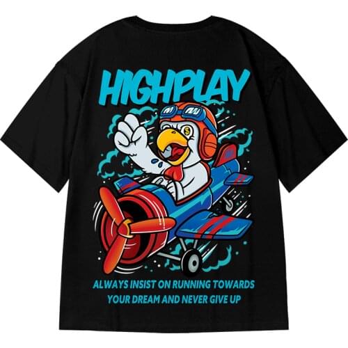 Men T-Shirt Hight Play Print Summer Oversized t-shirts Hip Hop Loose Tees Tops Half Sleeve Cotton Homme Clothing Drop Shipping