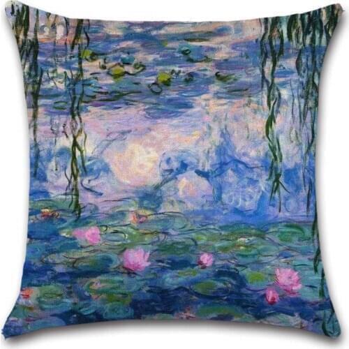 Oil Painting Monet printed Cushion Cover decorative Home sofa chair car seat friend bedroom office children gift pillowcase
