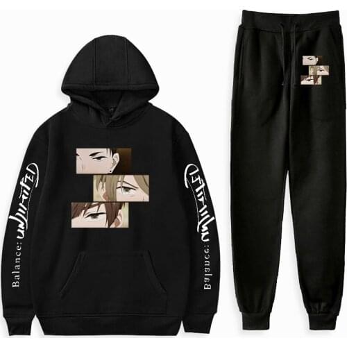 Balance: Unlimited Sweatshirt Unisex Two Piece Set Hoodie+Jogger Pants Harajuku Streetwear Japanese Anime Clothes Women Men Set