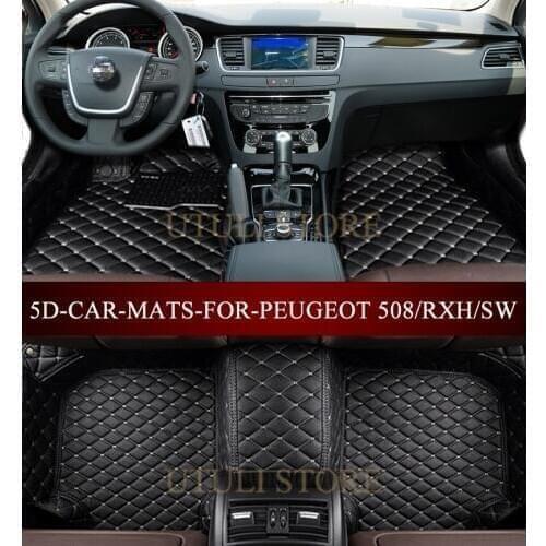 Leather Car floor mats for Peugeot508 SW RXH RCZ Peugeot408 custom fit car styling all weather carpet floor liners foot mats