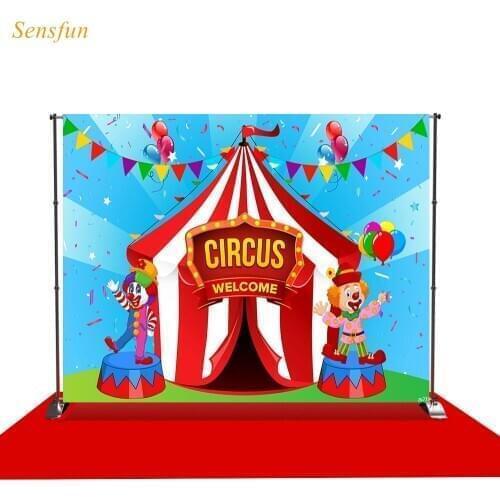 LEVOO Photographic Backdrop Birthday Circus Balloons Clowns Photography Background Photo Studio Shoot Props Photobooth Vinyl