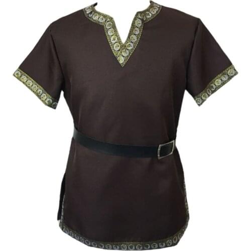 Halloween Medieval Knight Tunic Viking Warrior T-shirt Costume For Men