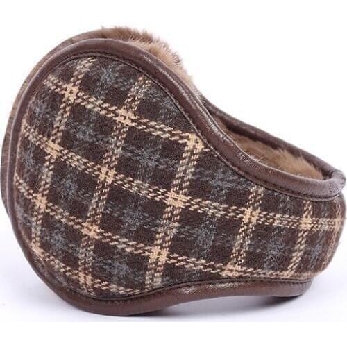 Boys Ear Muff Winter Earmuffs Warm Wool Knitted Ear Warmer Foldable Ear Muff Lattice Ear Cover Bag Back Wear Earflap for Men