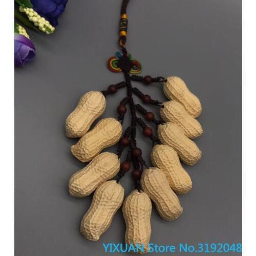 Small leaf huangyang wood carved peanut car hang a wood carving handicraft hand to play