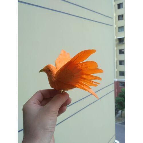 New cute simulation small orange bird toy plastic&furs wings bird doll gift about 15x20cm 1373