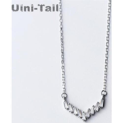 Uini-Tail new hot 925 sterling silver geometry micro-inlaid necklace Korea simple temperament small fresh necklace wholesale