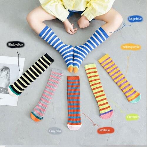 1-8 Years 1 Pair Childrens Soft Striped Calf Socks Trend Slouch For Socks Baby Boys&girls Socks Fashion Style In Spring&summer