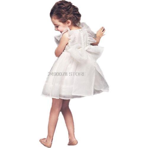 Brand Summer White Sweet Organza Ruffles Angel Dress Infant Tutu Baby Princess Party Little Girls Pageant Dresses Clothes D32
