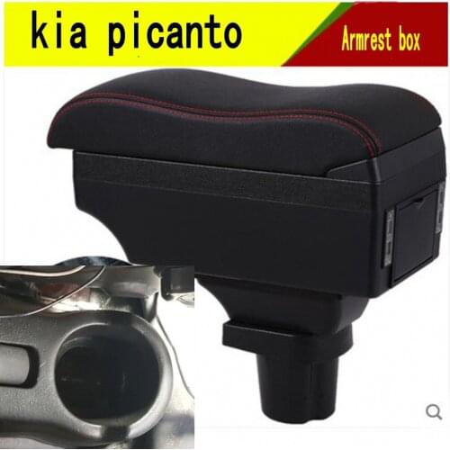 For kia picanto armrest box central Store content Storage box with cup holder USB interface phone holder