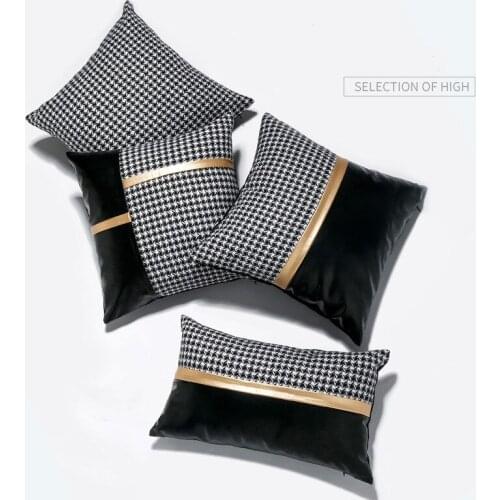 Polyester 45x45cm/30x50cm Pu Stitched Cushion Covers Home Decor Sofa Pillow Cover Home Pillow Case Patchwork Throw Pillowcases