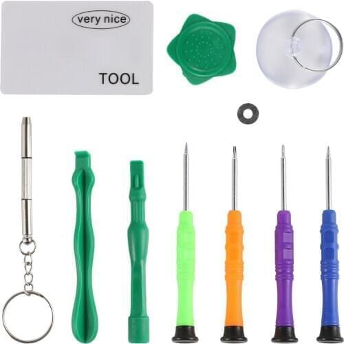 Portable 10 In 1 Repairing Tools Kit for iPhone 5/6/6S/7/8/X Phone Scredrivers Crowbars Suction Cup Disassembling Sets