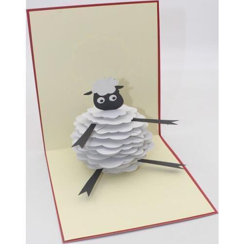 3D Handmade Cartoon Comic Sheep Paper Invitation Greeting Card PostCard Student Childrens Day Kids Birthday Party Friend Gift