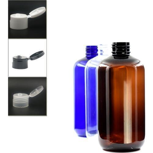 250ml empty Dispensing Cap boston round plastic bottle , clear pet bottle with transparent/white/black flip top lid