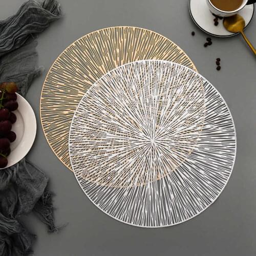 PVC Fireworks Hollow Nordic Style Non-slip Kitchen Placemat Coaster Insulation Pad Dish Coffee Table Mat Home Hotel Decor 51036