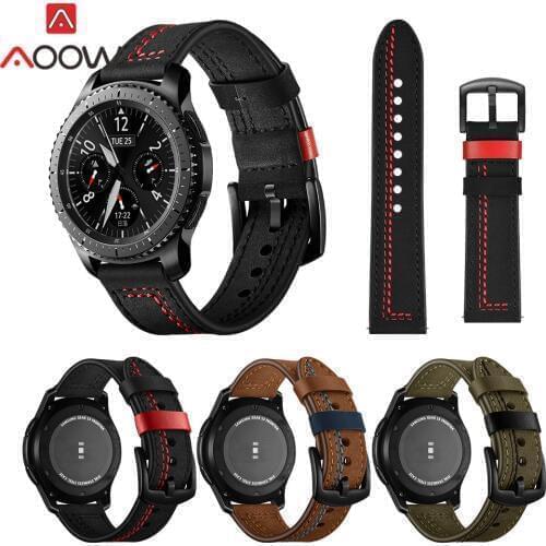 22mm Genuine Leather Watchband for Samsung Galaxy Watch 46mm Gear S3 Frontier/Classic Quick Release Bracelet Band Strap SM-R800