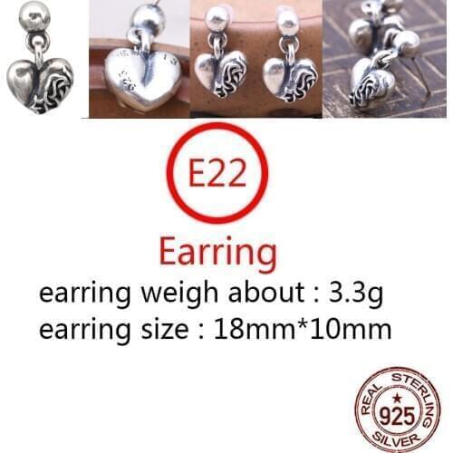 E22 S925 sterling silver earrings personality retro punk hip-hop style eternal heart-shaped letter modeling popular jewelry hot