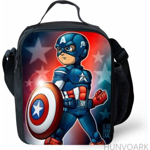 Captain America Lunch Bag Cartoon Printing Boys Girls Portable Thermal Food Picnic Bags for School Kids Boys Box Tote