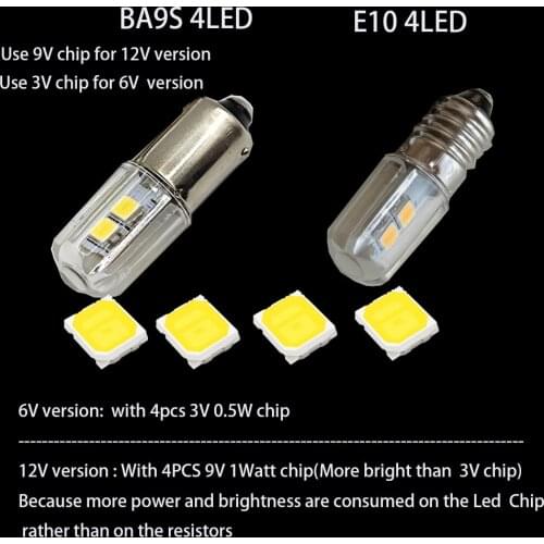 2PCS E10 T4w H21W Ba9s bay9s bax9s 4SMD 2835 Led Bulb lamp Auto Car LED Indicator Light Bulb 6V 6.3V 12V Warning Light