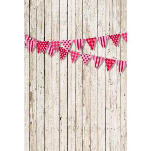 TR Vinyl 5x7ft Wooden Wall Pink Dots Flags Photography Backdrop Photo Studio Props Wood Floor Photography Background Cloth