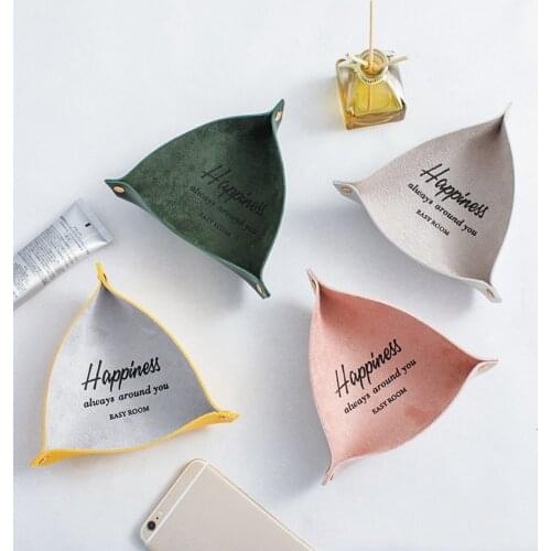 Nordic Storage Box Triangular Storage Leather Home Desktop Organizer Trays Jewelry Cosmetic Sundries Organizer Box Home Decor