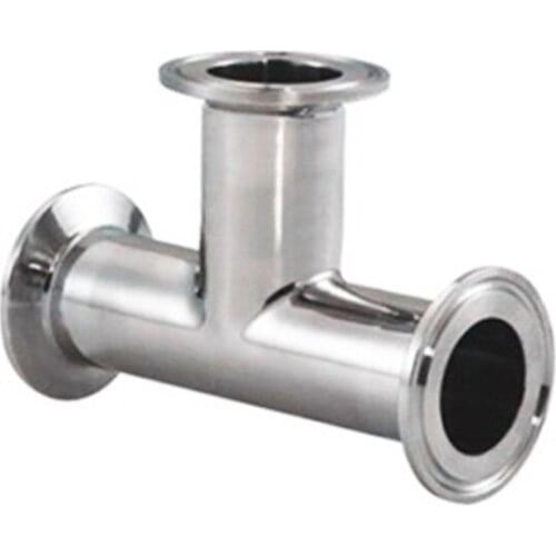 1pc 51mm Pipe OD Fitting 64mm Feerule OD 304 Stainless Steel SanitaryTri Clamp Sanitary Tee Connector Pipe Fitting Homebrew