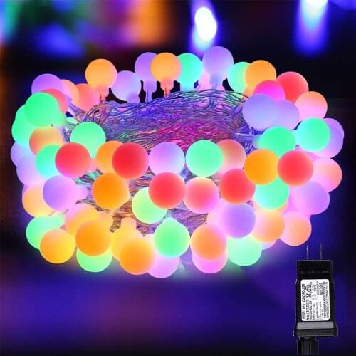 Globe String Lights Waterproof, 15M 100 LED Fairy Lights Plug in Powered, 8 Modes Christmas Lights Outdoor/Indoor, Garden Lights