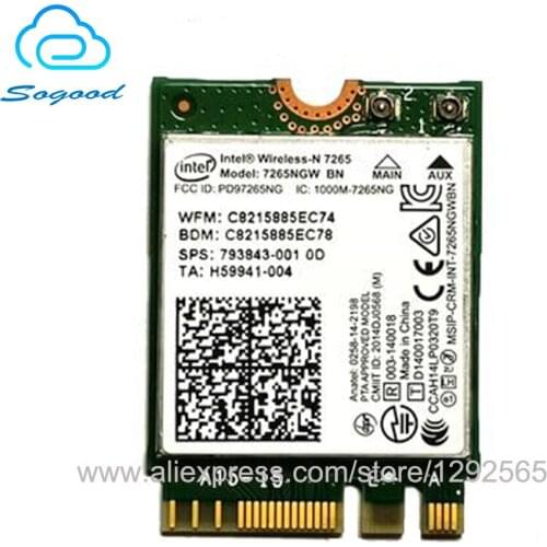 Wifi Adapter for Intel Wreless-N 7265 7265NGW BN 2.4G BT 4.0 NGFF 802.11n 300Mbps wireless network card for HP SPS 793843-001