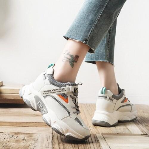 2021 Womens Sneakers Color Matching Lace-Up Sports Shoes Fashion Casual Thick Bottom Sneakers Breathable Running Shoes