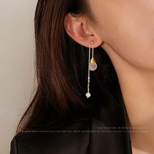 Woman Earring Water Drop Long Pendant Pearl Female Accessories Trend Hanging Earrings Unusual Ear Rings Fine Women Jewelry