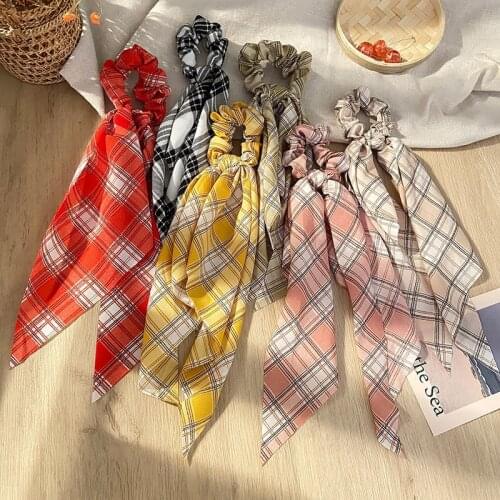 1Pc New Fashion Floral Print Scrunchies Ponytail Scarf Sweet Elastic Hair Band Solid Long Hair Ribbon for Women Hair Accessories