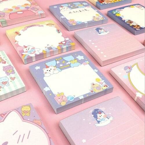 1Pack Memo Pad cute memos students notebook Decoration Write message cartoon Stationery 4random 8CM