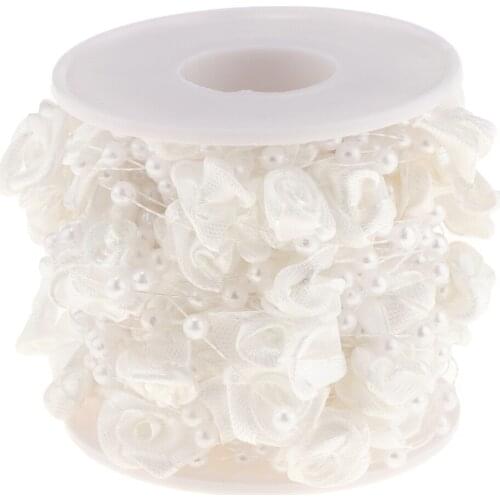 10m Beads String Pearls Rose Flower Chain Garland Wedding Birthday Christmas New Year Party Craft