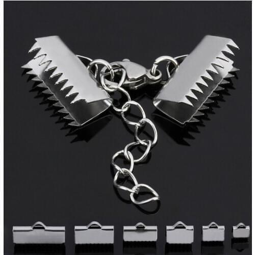 10 Pcs Stainless Steel Ribbon Pinch Crimp Clamp End Findings Cord Ends Fasteners Clasp Leather Crimp Ends For Jewelry Making