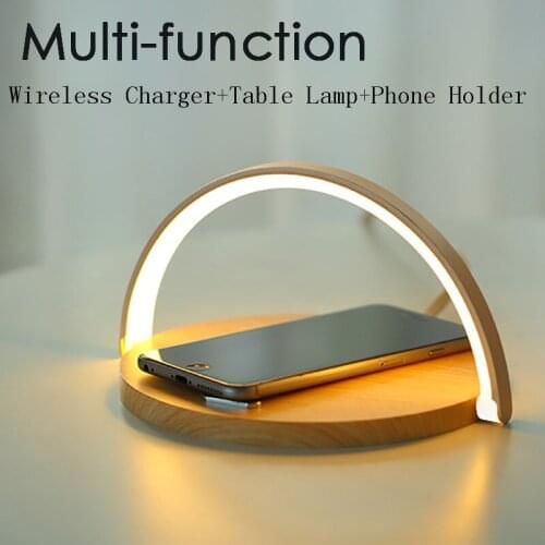 10W Qi Fast Wireless Charger Table Lamp For iPhone X XR XS Mobile Phone Charging Holder Night Light Pad Phone Stand Desk Lamp
